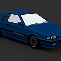 Blue Two Door Coupe With Sleek Body Black Wheels And Front Headlights