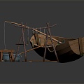 Small boat fisherman small wooden boat fishing boat 3d model