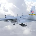 U.S. Air Force Fighter Jet Flying High in Clouds with Propeller Engines and Military Markings