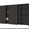 Modern Wooden Bookcase With Integrated LED Lighting And Open Closed Shelves