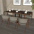 Nordic Dining Table and Chair Combination 3d model