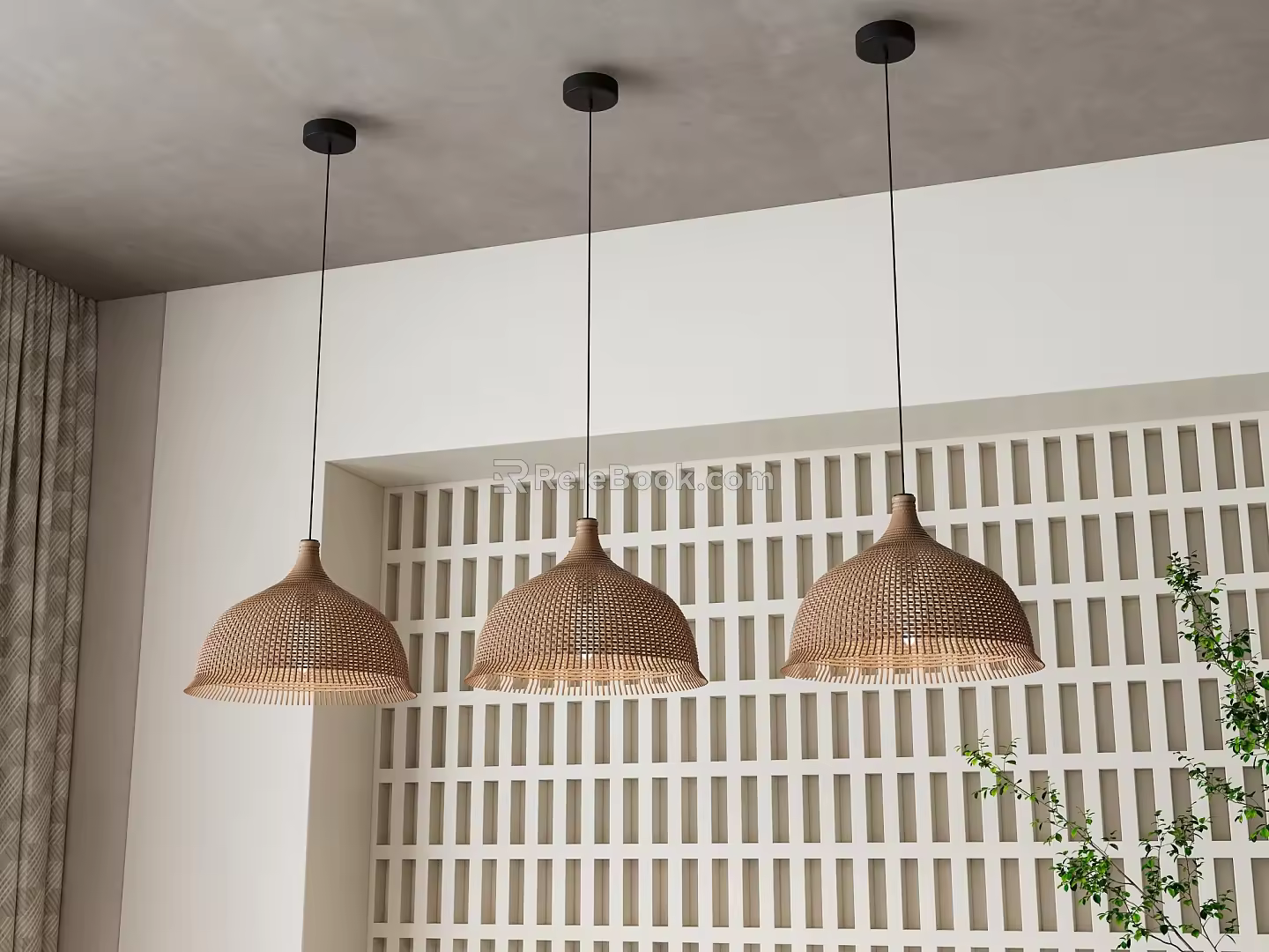 Nordic rattan chandelier 3d model