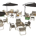 Outdoor Landscape Seating with Patio Umbrellas Tables and Grill Furniture Set