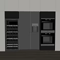 Modern Kitchen Appliances Featuring Built In Stainless Steel Refrigerator Wine Cooler And Ovens