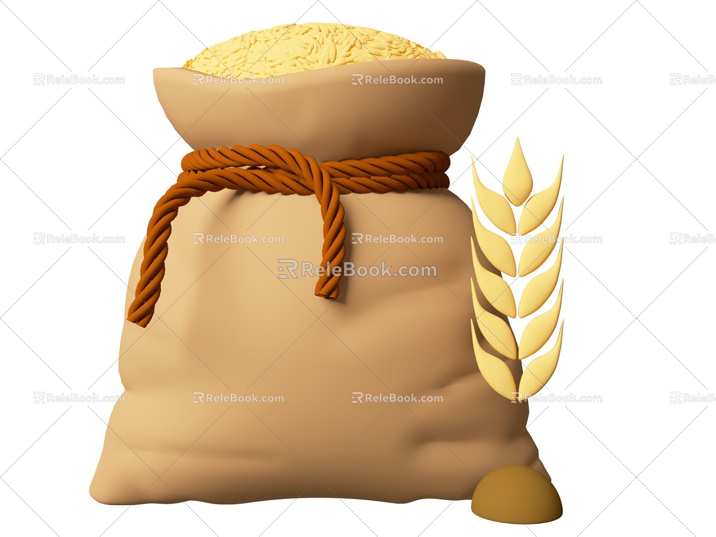 Cartoon Style Wheat One Bag Wheat Planting Wheat Cartoon Agricultural Products Theme Barley Crops model