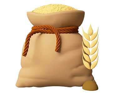 Cartoon Style Wheat One Bag Wheat Planting Wheat Cartoon Agricultural Products Theme Barley Crops model