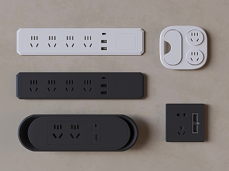 Embedded socket panel multi hole socket USB socket 3d model