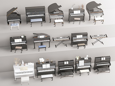 Modern Piano Combination Electronic Organ Instrument Grand Piano 3d model