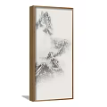 Vertical Scroll Traditional Chinese Landscape Painting with Misty Mountains Great Wall and Ink Wash