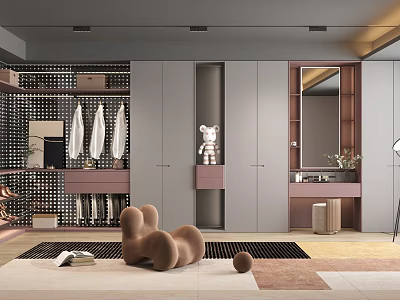 Modern Closet Interior With Storage And Decor Elements 3d model