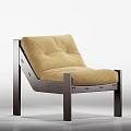 Beige Fabric Upholstered Single Sofa With Padded Seat Backrest And Dark Wooden Legs Modern Design