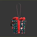 Festive Green Gift Box With Red Bow And Santa Claus Patterns Handle Design