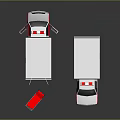 Ambulance Emergency Vehicles with Open Rear Door and Red Medical Stretcher