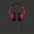 Red And Black Over ear Headphones With Comfortable Ear Cushions And Wired Design