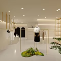 Modern Minimalist Clothing Store Interior With Mirrors Lighting And Display Racks