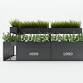 Multi Tiered Black Garden Decor Structure With Green Grass And Logo Spaces 3d model