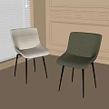 Grey Green Upholstered Dining Chairs With Black Slim Legs In Modern Light Wall Setting