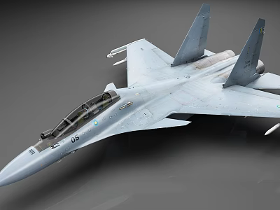 Modern Military Fighter Jet With Sleek Gray Body Cockpit And Tail Fins 3d model