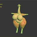 Cartoon Giraffe Game Movie Character With Orange Spots Exaggerated Proportions Pink Hooves Standing Pose