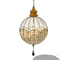 Elegant Spherical Glass Chandelier With Golden Accents And Chain Tassel Design