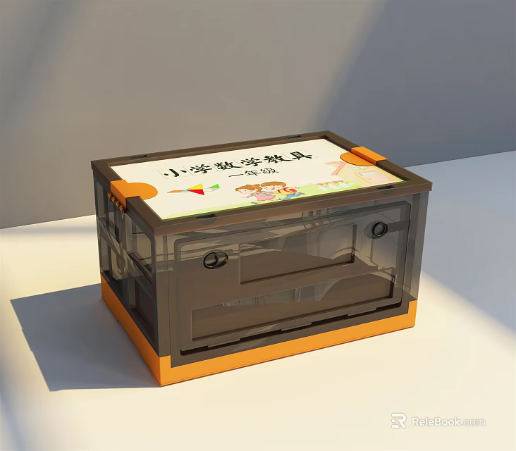 Decorative Ornament Display Set With Transparent Cover And Orange Edge For Desktop Decoration 3d model 
