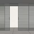 Black Metal Slatted Sliding Doors Enhancing Modern Indoor Space With Warm Light