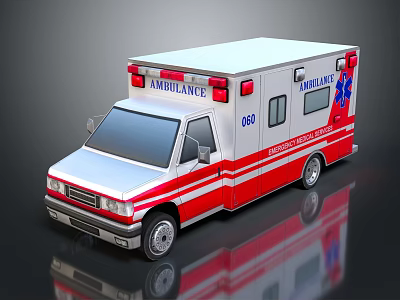 Red and White Ambulance Vehicle With Emergency Lights And Medical Symbol 3d model