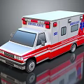 Red and White Ambulance Vehicle With Emergency Lights And Medical Symbol