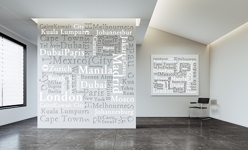 Modern Text Wall Text Background Wall Three-dimensional Text Wall Decoration 3d model