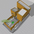 Modern Architectural Brick Exterior With Arched Design Courtyard Tree Glass Entrance