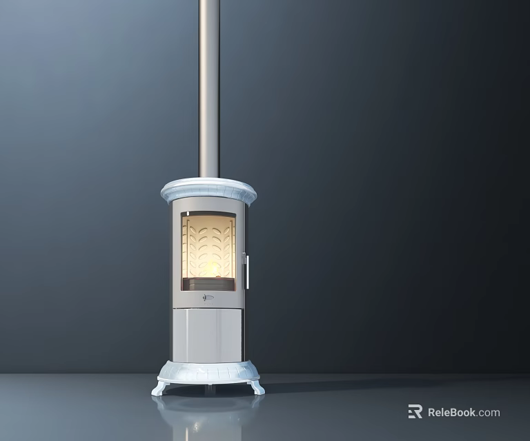 Modern White Fireplace With Glass Door And Decorative Base In Interior Design 3d model 