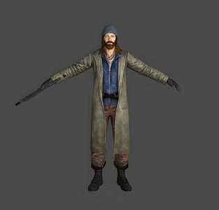 Realistic Middle-aged Male Gangster Modern Realistic Men Middle-aged Short Hair Clothes Weapons Guns Gangster Uncle 3d model