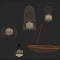 Woven Modern Hanging Lights With Different Shapes For Natural Interior Decor 3d model