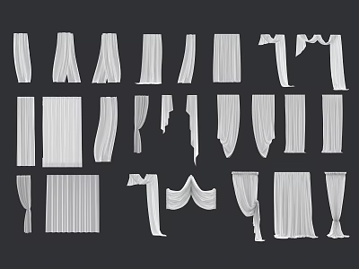 modern curtain gauze 3d model