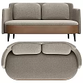 Modern Two Seater Sofa With Gray Fabric Upholstery And Brown Wooden Legs