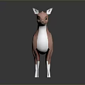 Pink Spotted Deer Figurine With White Belly And Legs Standing On Shiny Surface