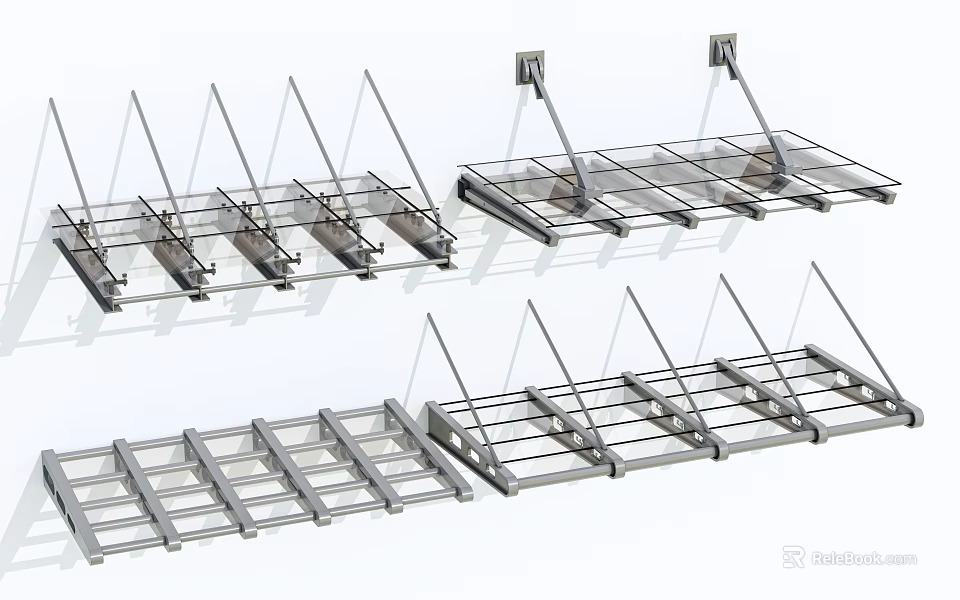 Retractable Outdoor Awning With Multi Angle Metal Frame And Durable Design Structure 3d model 