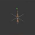 Orange Twin Rotor Helicopter Detailed Model Design With Rotor Blades And Landing Gear