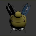 Cute Cartoon Bee Figure With Yellow Black Striped Body And Blue Wings