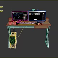 Modern Computer Desk Setup With Dual Monitors Keyboard Mouse And PC Tower