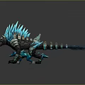 Large And Small Ice Crystal Mythical Beast Game Fantasy Characters With Glowing Blue Spikes