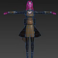 Game Movie Character Costume Design With Brown Top Golden Accents Armored Sleeves And Brown Skirt
