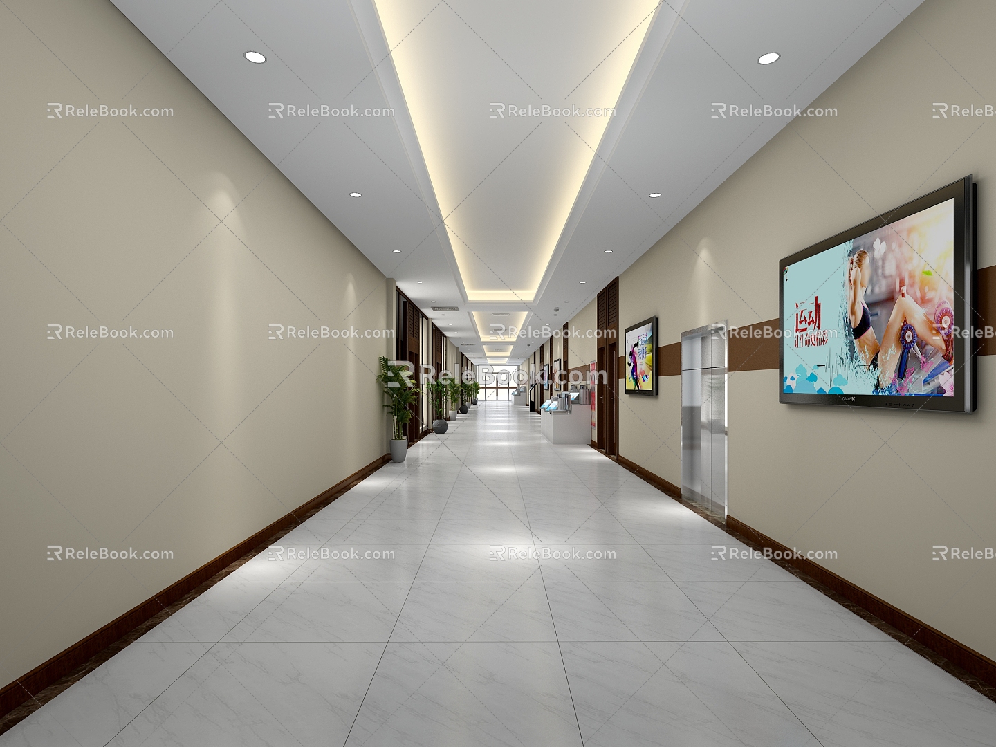 Traditional Chinese Hospital Aisle 3d model