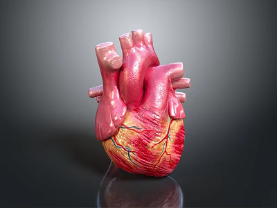Realistic Detailed 3D Human Heart Anatomical Model With Colored Vascular Structures 3d model