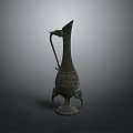 Decorative Bronze Pitcher With Handle Three Animal Shaped Feet And Engraved Patterns 3d model