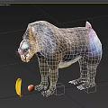 Mandrill With Colorful Face And Fur Standing Near Banana And Apple