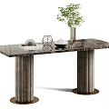 Modern Dining Tables With Marble Tops Decorative Plants And Varied Leg Designs