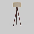 Modern Floor Lamp With Beige Lampshade And Tripod Wooden Stand For Home Interior Lighting