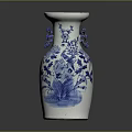 Intricately Carved Ceramic Vase Featuring Blue And White Floral Sculpted Patterns