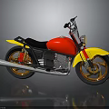 Vibrant Red And Yellow Motorcycle With Black Seat And Gold Wheels